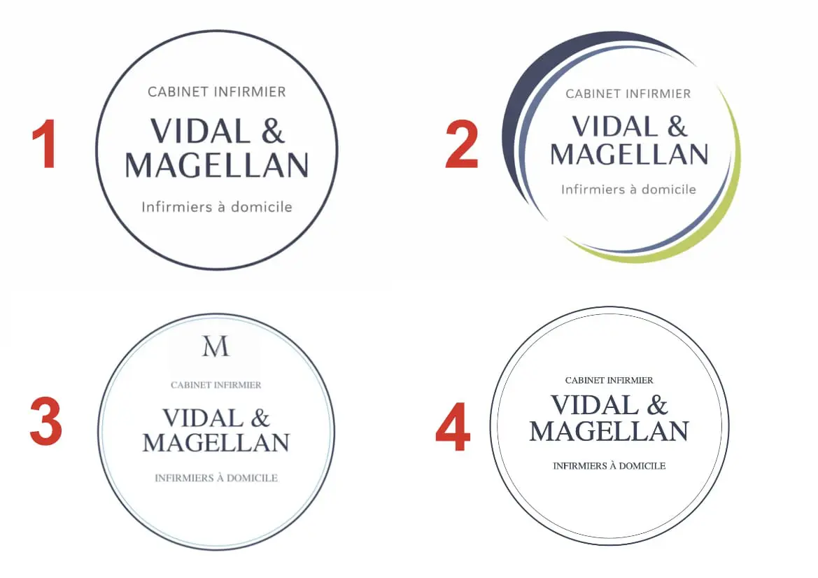 Choix des 4 logos du cabinet infirmier Vidal & Magellan
